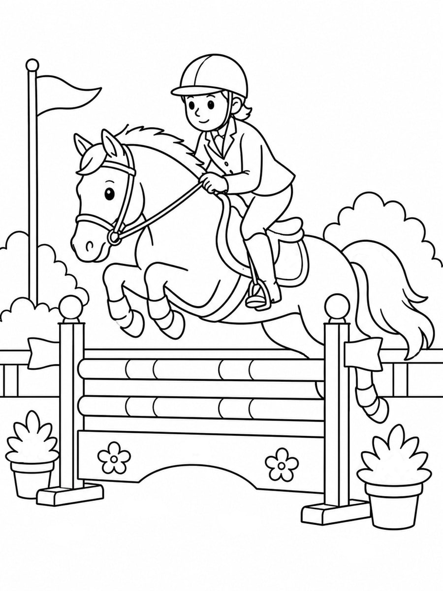 Coloriage cheval concours
