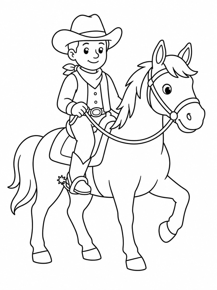 Coloriage cheval cowboy