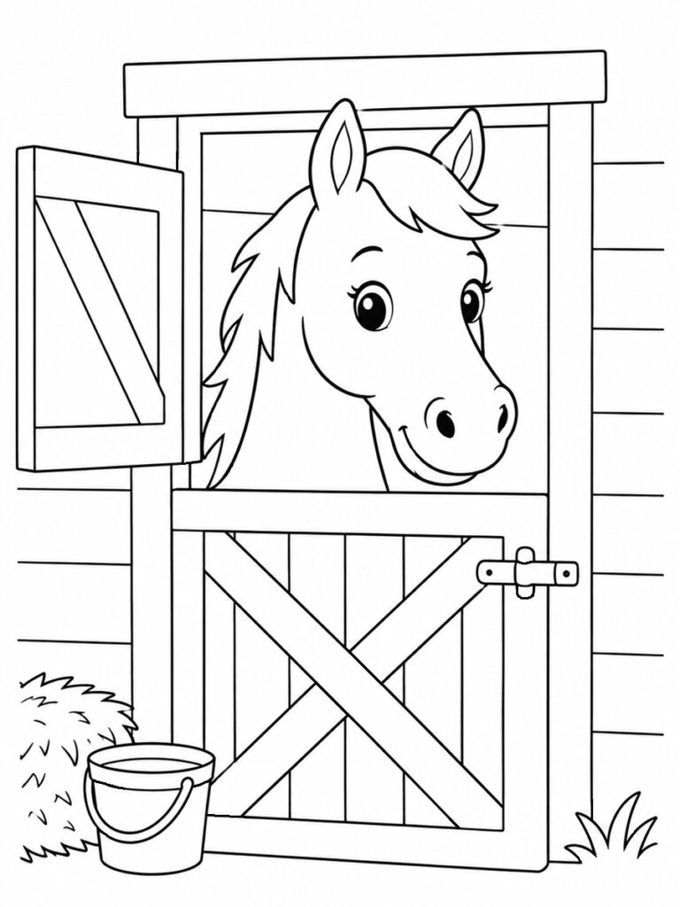Cheval dans son box dessin cheval dans son box