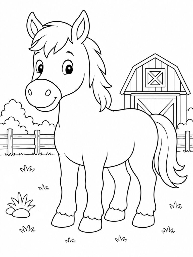 Cheval de ferme Coloriage cheval de ferme