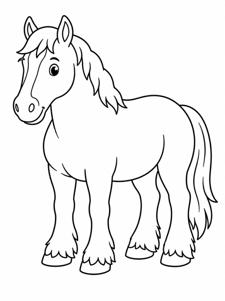 Coloriage cheval de trait