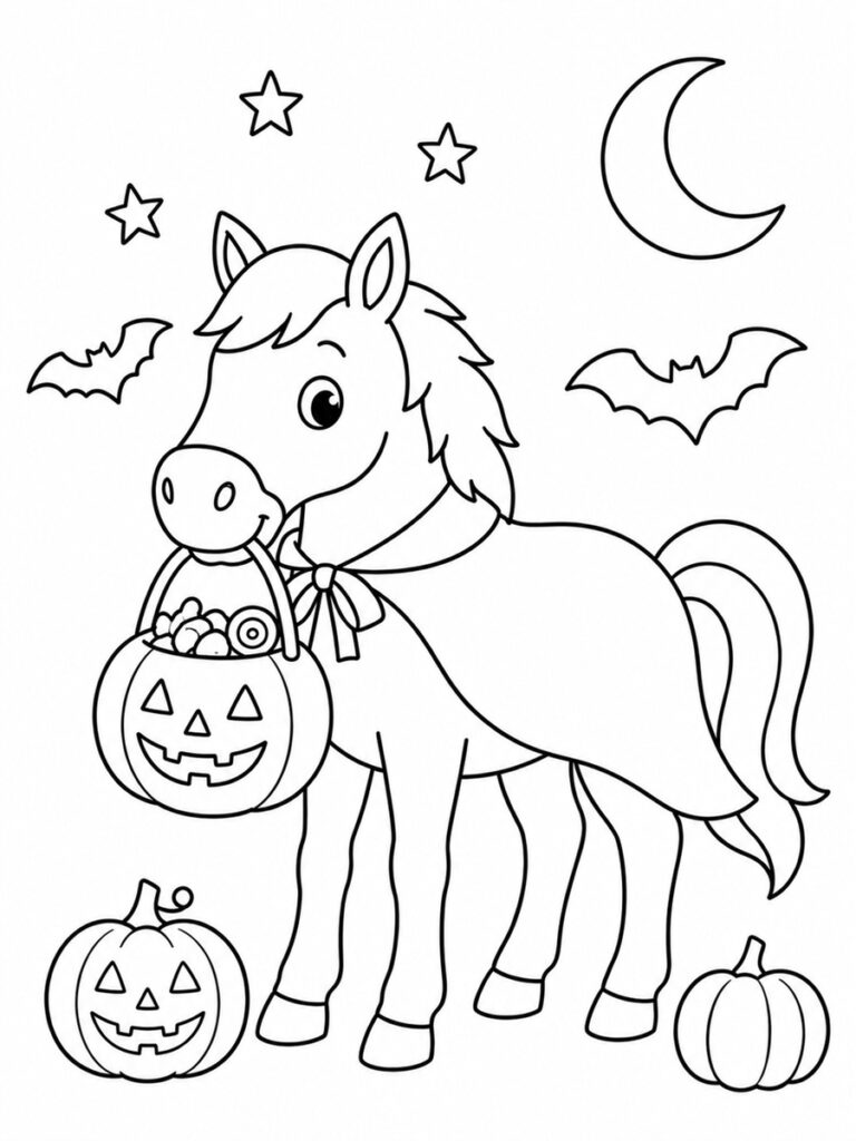 Coloriage cheval Halloween