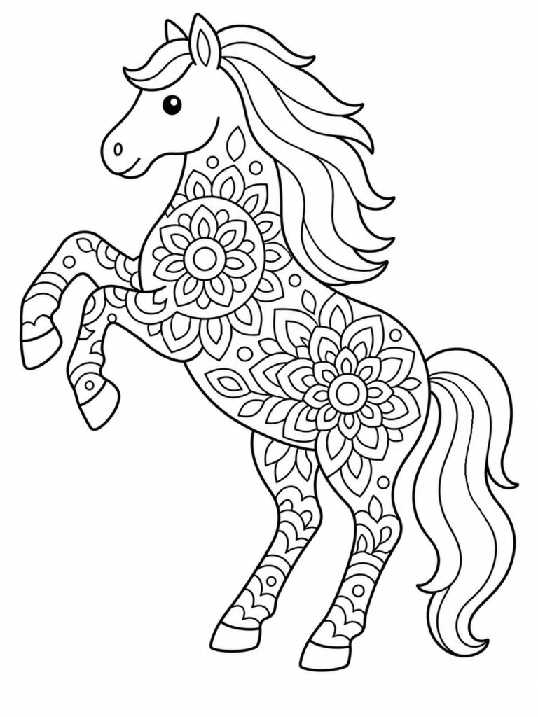 Coloriage cheval mandala