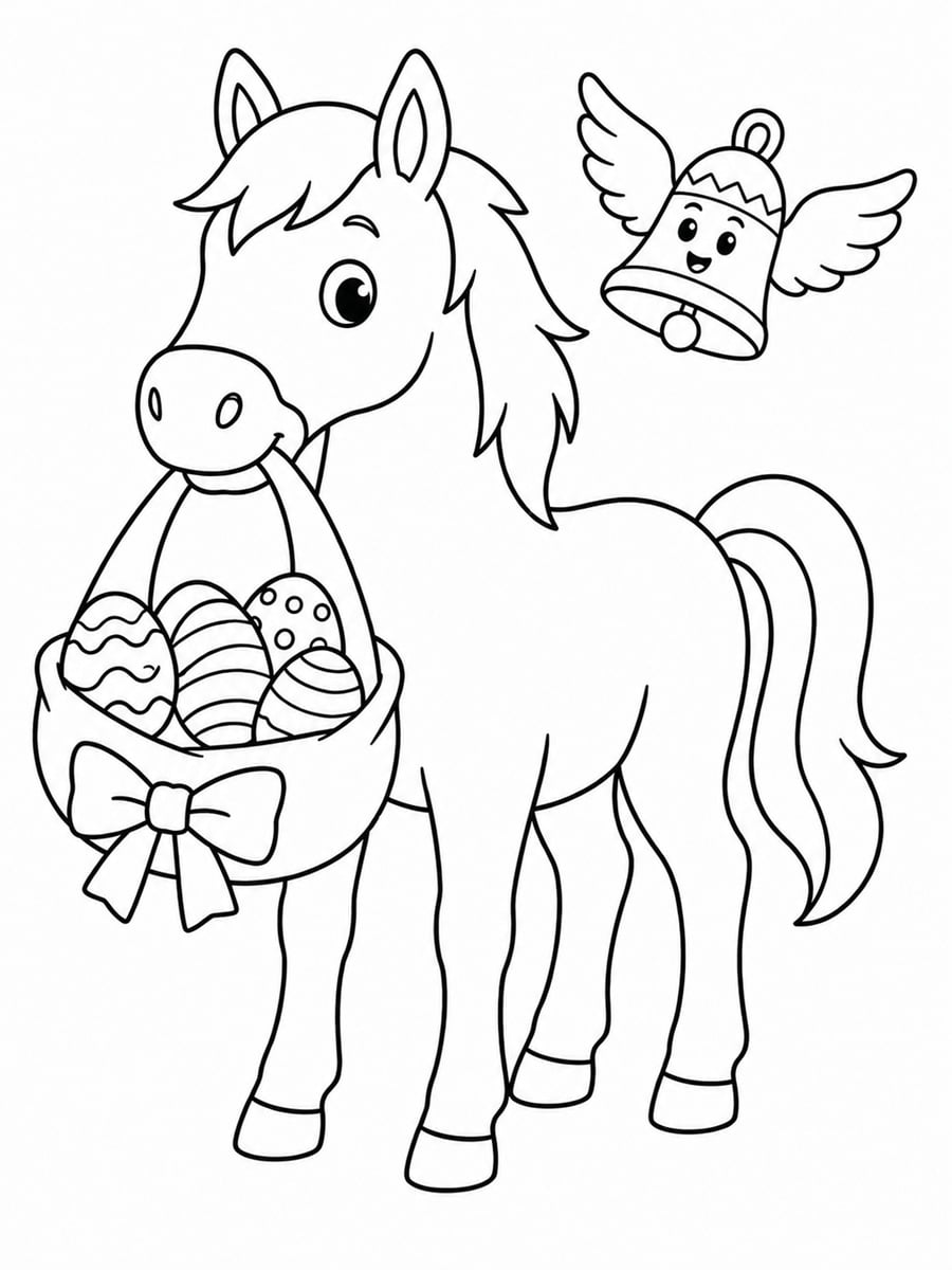 Coloriage cheval de Pâques