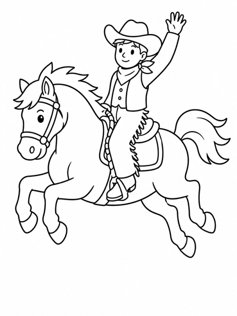 Cheval rodéo Coloriage cheval rodéo