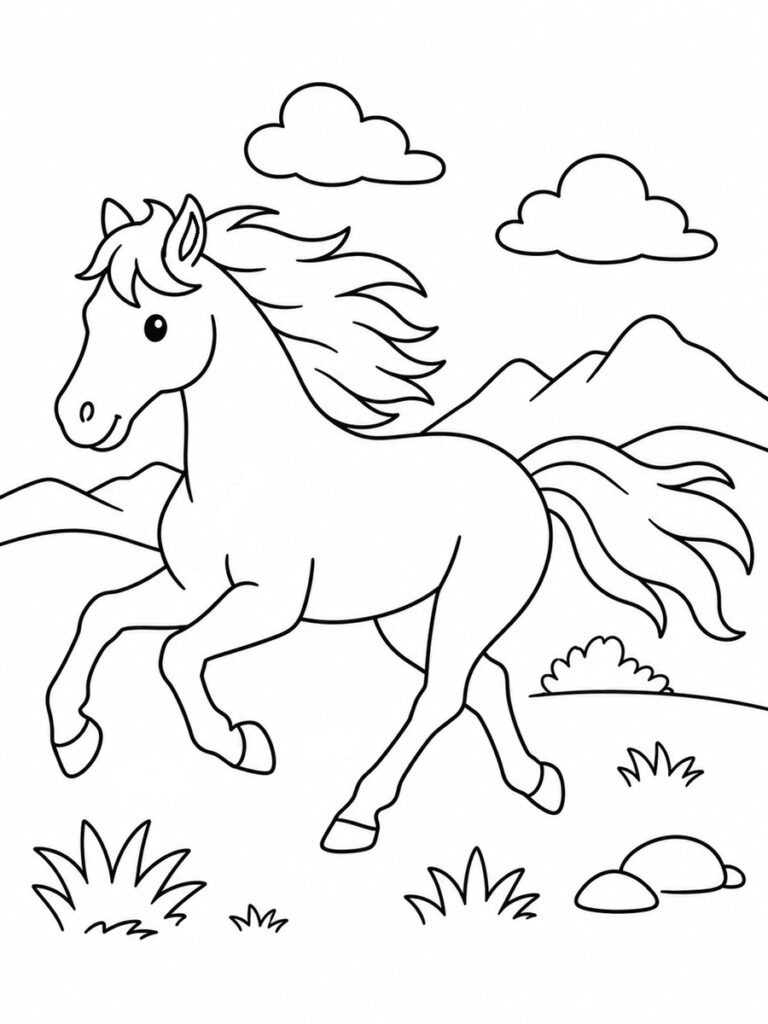 Coloriage cheval sauvage