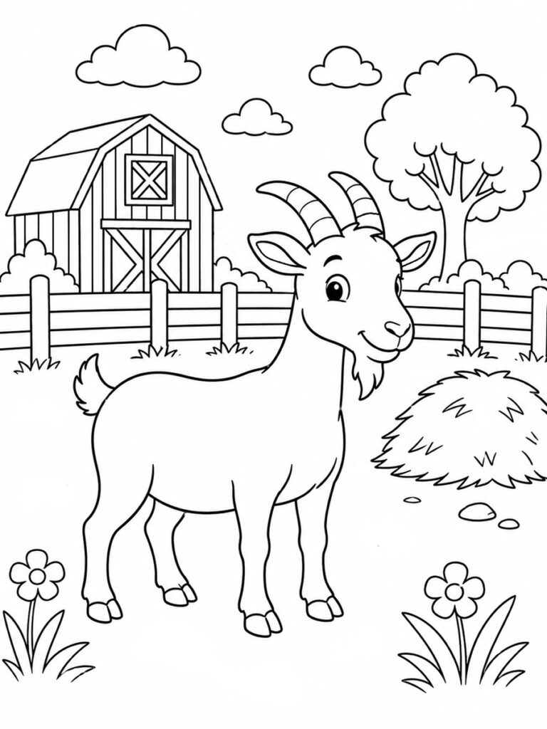 Coloriage chèvre de ferme