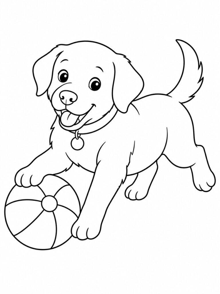 Coloriage chien ballon