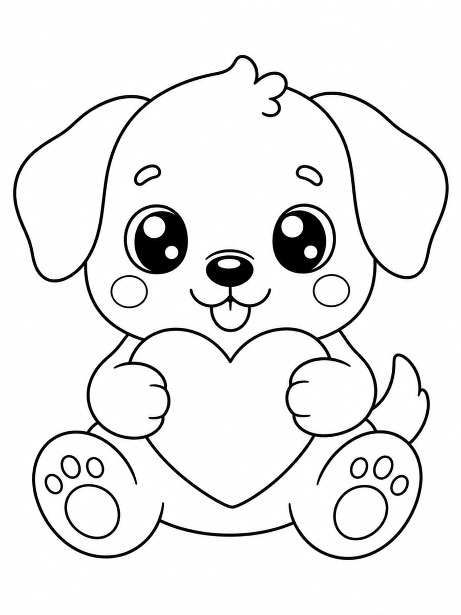 Coloriage chien coeur