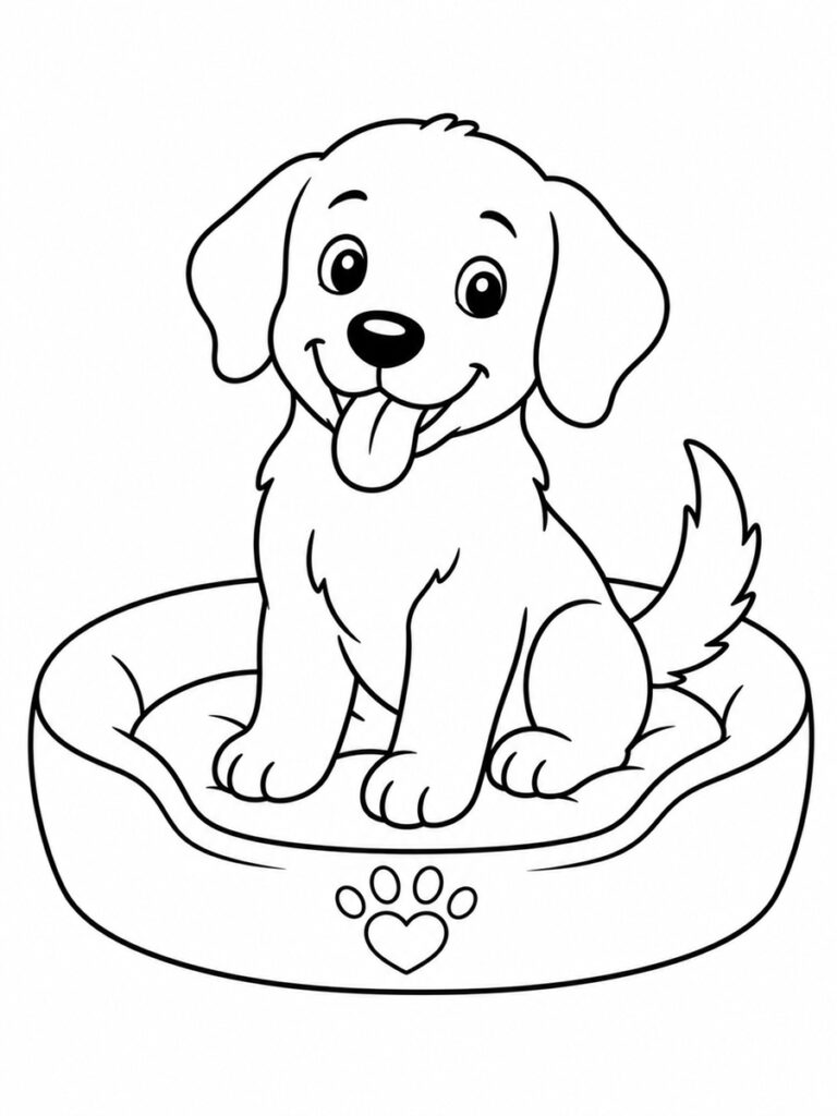 Coloriage chien panier