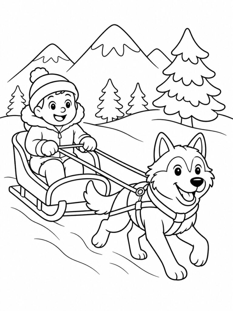 Chien de traineau Coloriage chien de traineau