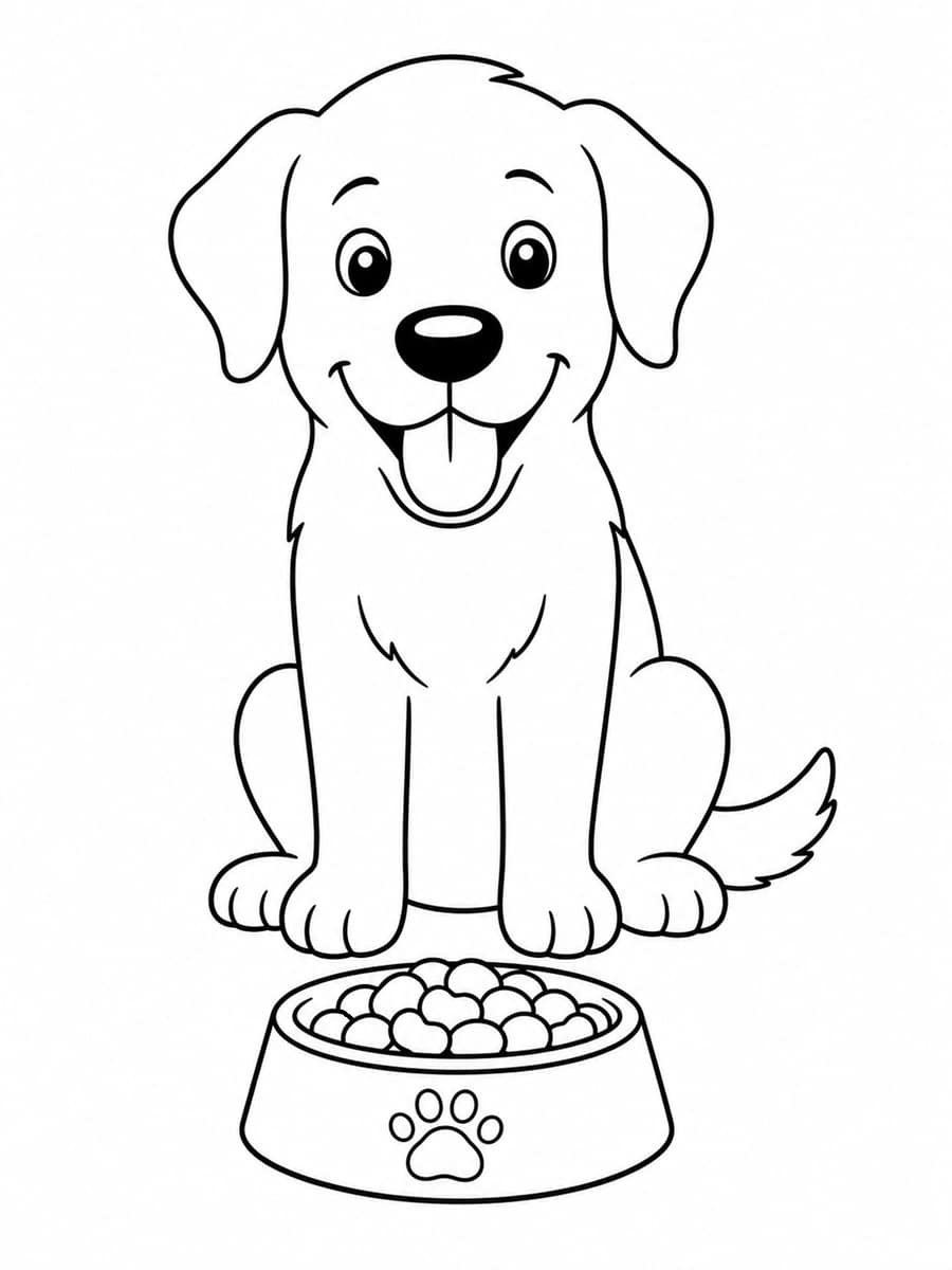 Coloriage chien gamelle