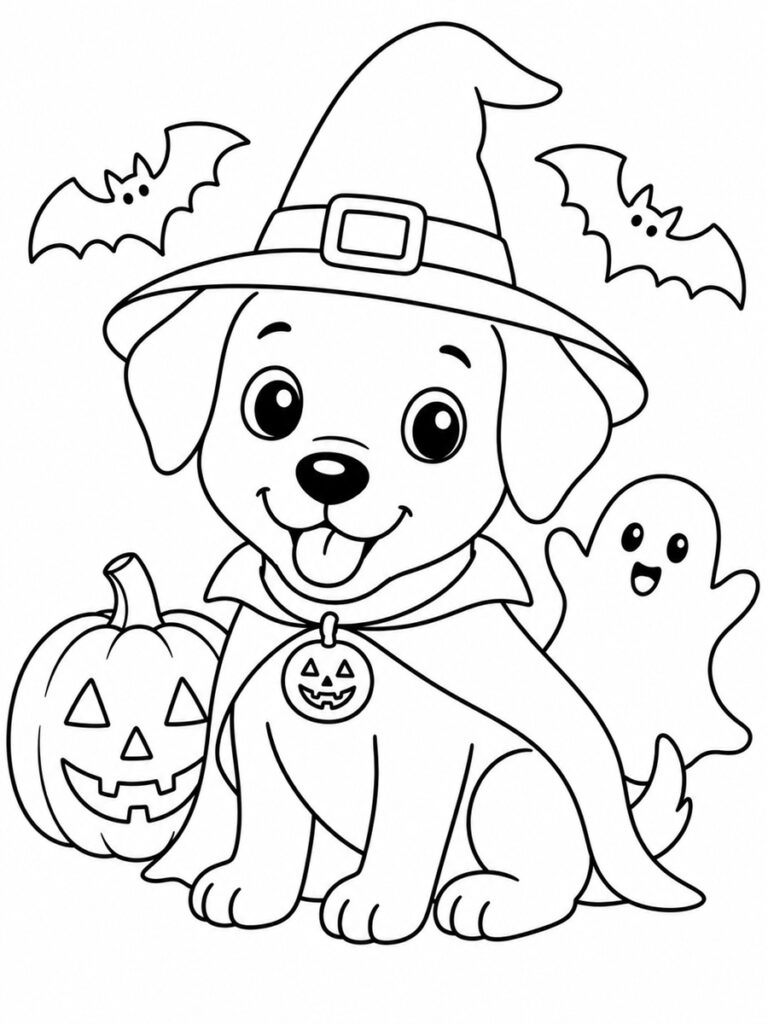 Coloriage chien Halloween