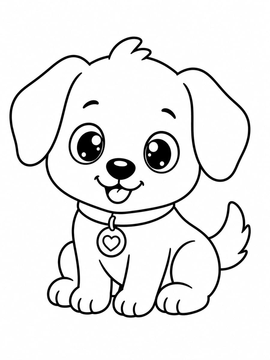 Coloriage chien kawaii