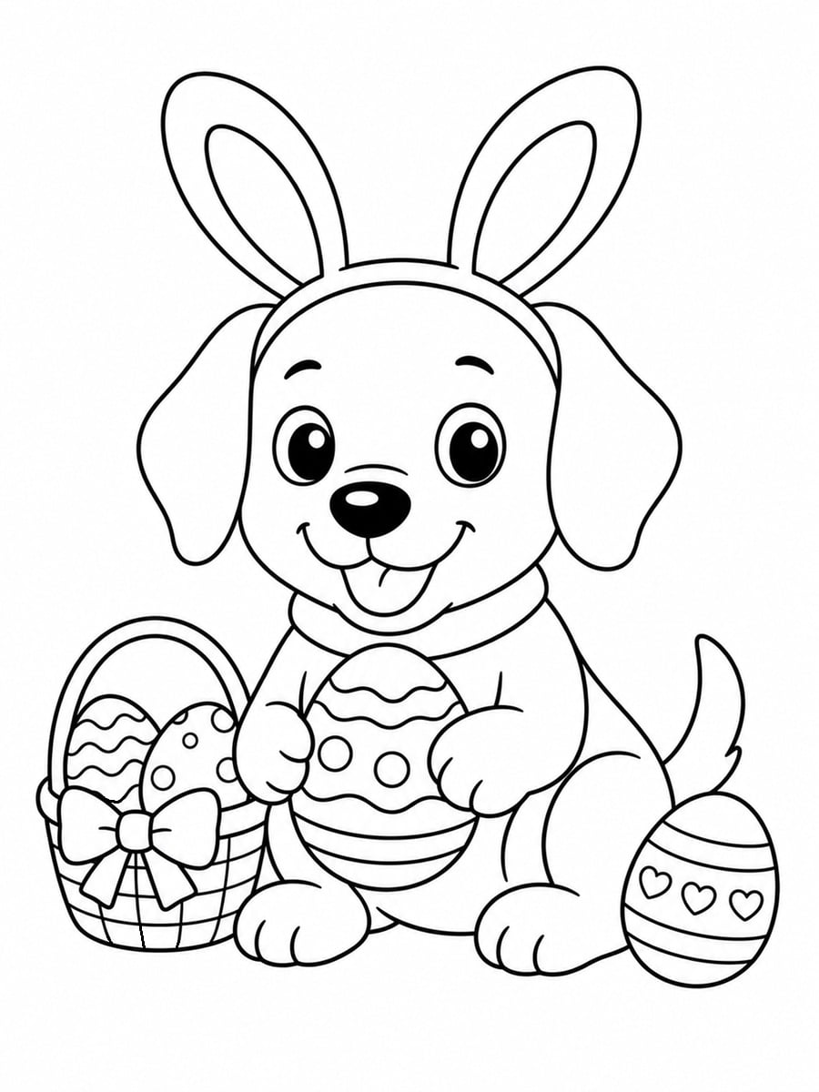 Coloriage chien Pâques