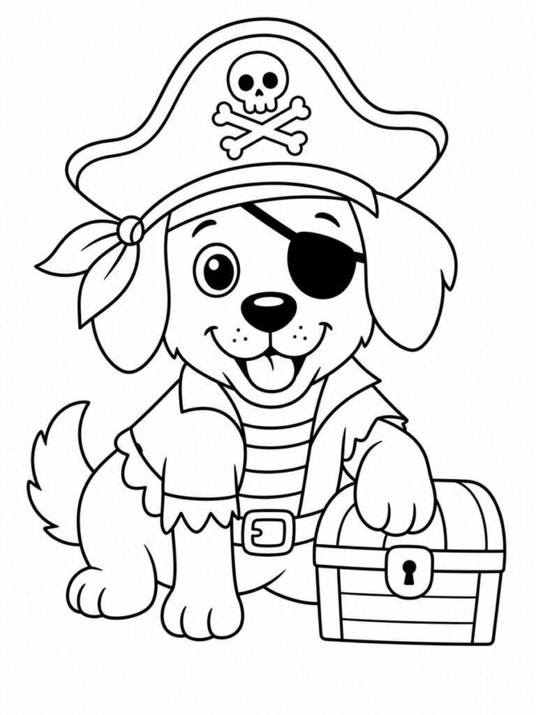 Coloriage chien pirate