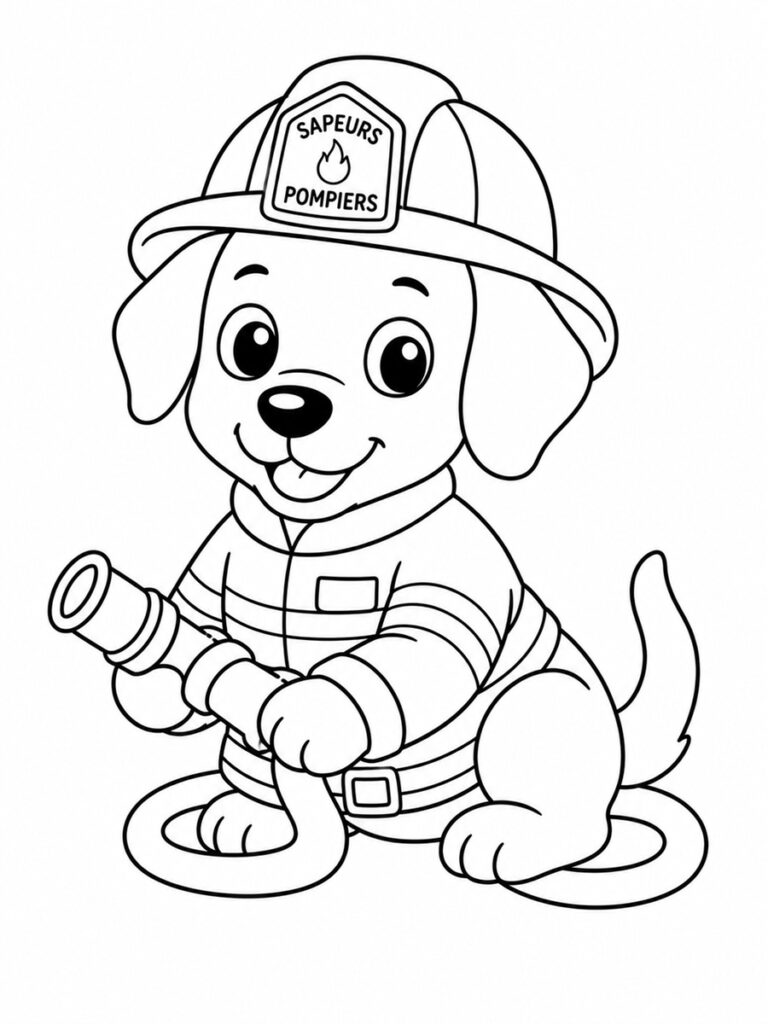 Chien pompier Coloriage chien pompier