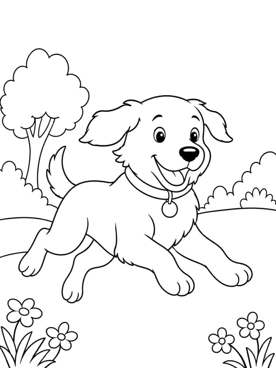 Coloriage chien qui court