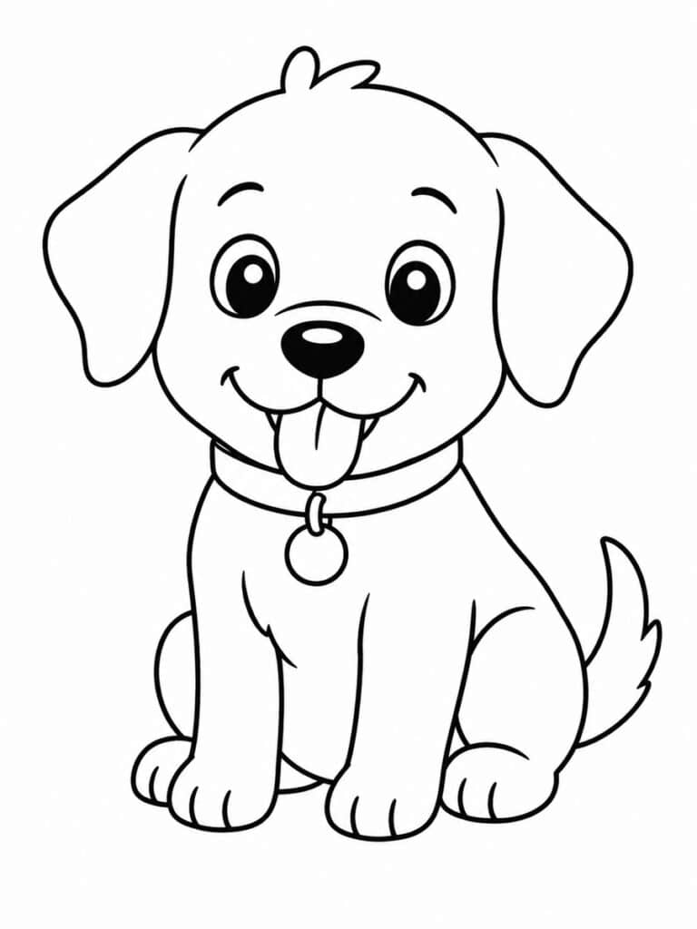 Coloriage chien qui tire la langue