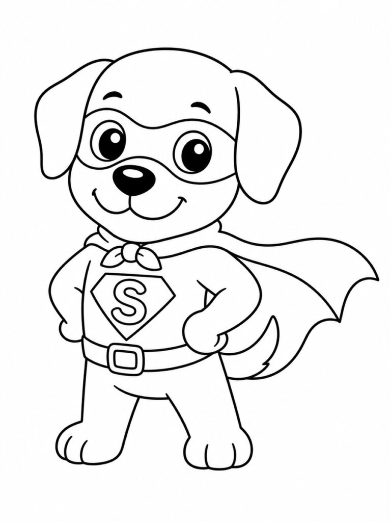 Chien super-héros Coloriage chien super-héros