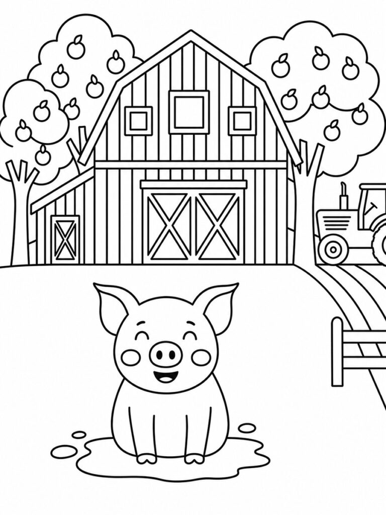 Coloriage cochon de ferme