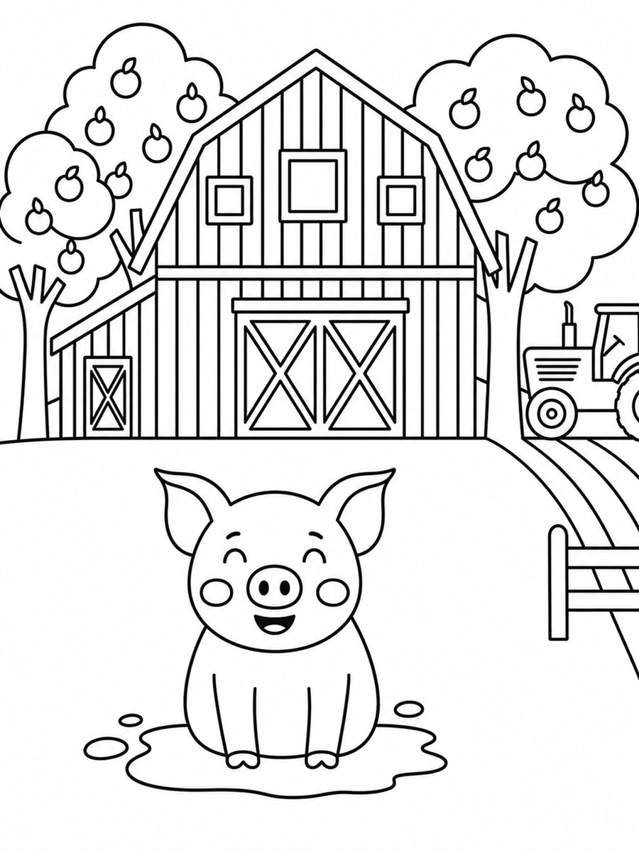 Coloriage cochon de ferme