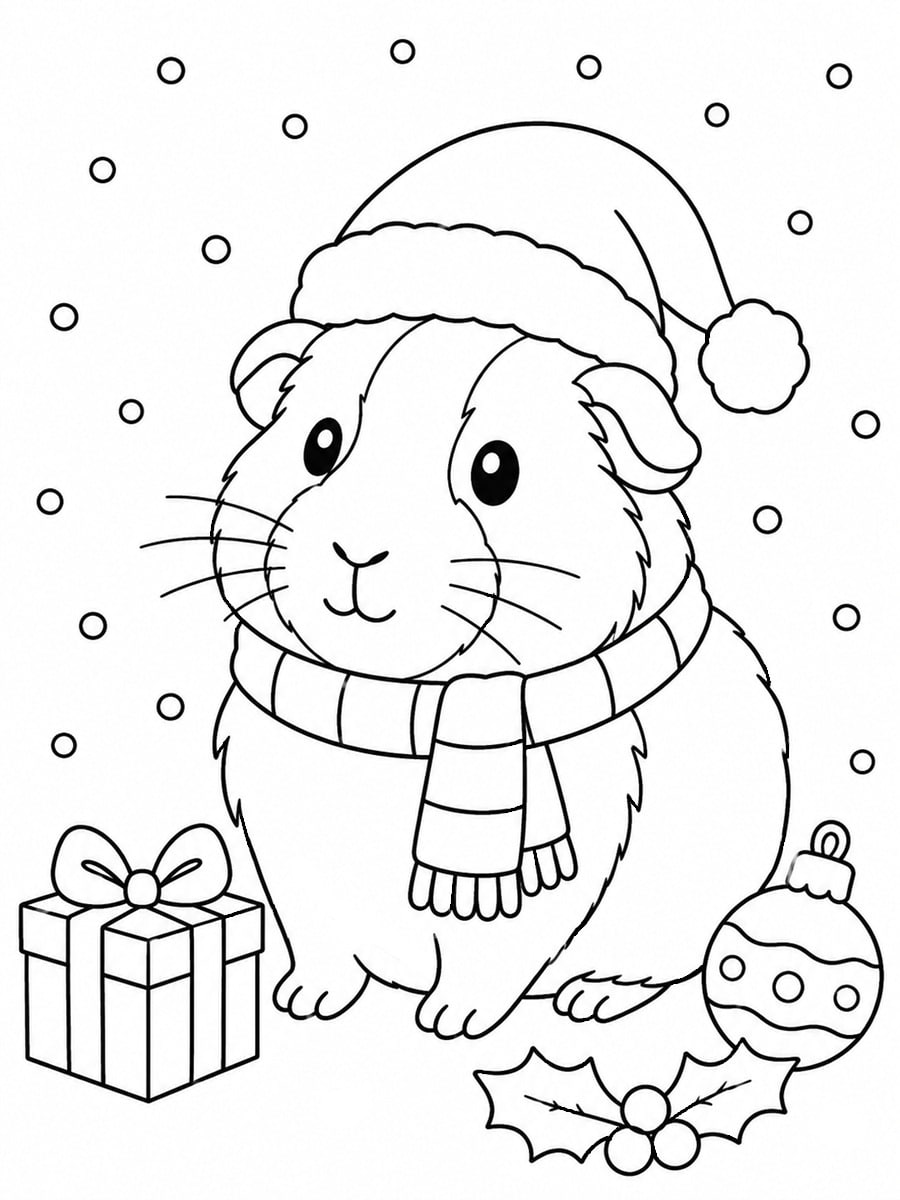Coloriage cochon d'Inde de Noël
