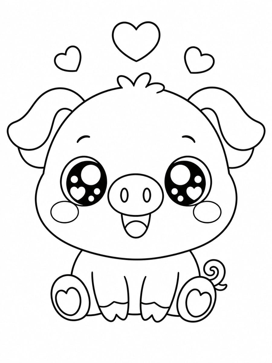 Coloriage cochon kawaii