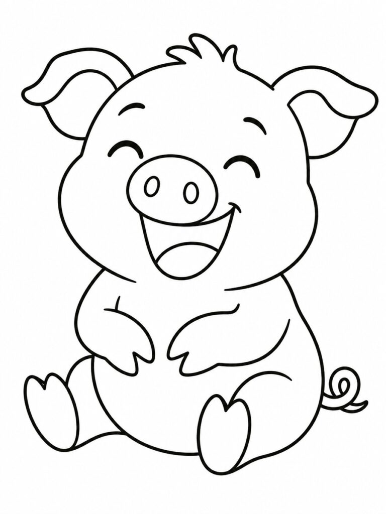 Coloriage cochon qui rit