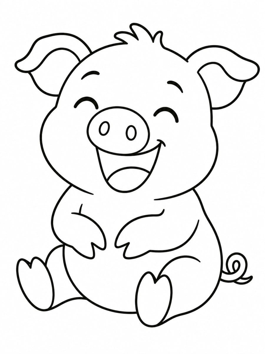 Coloriage cochon qui rit