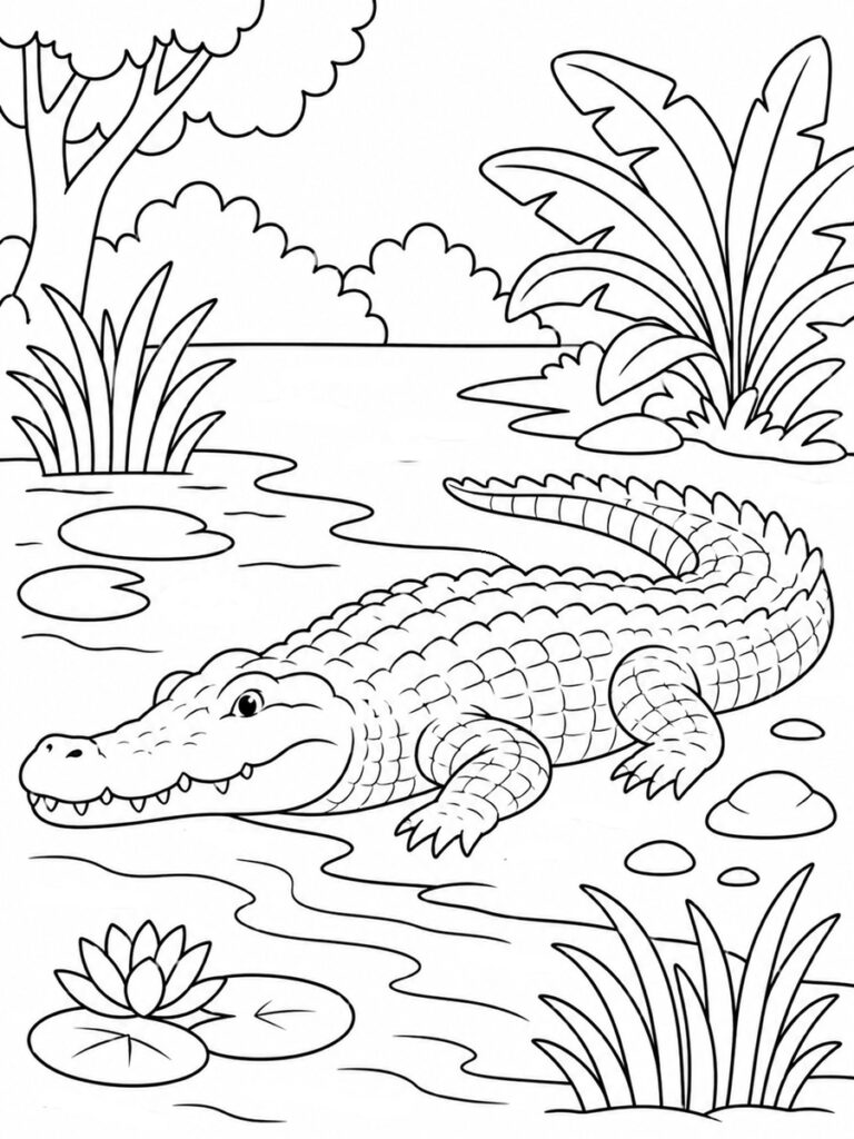 Coloriage crocodile du Nil