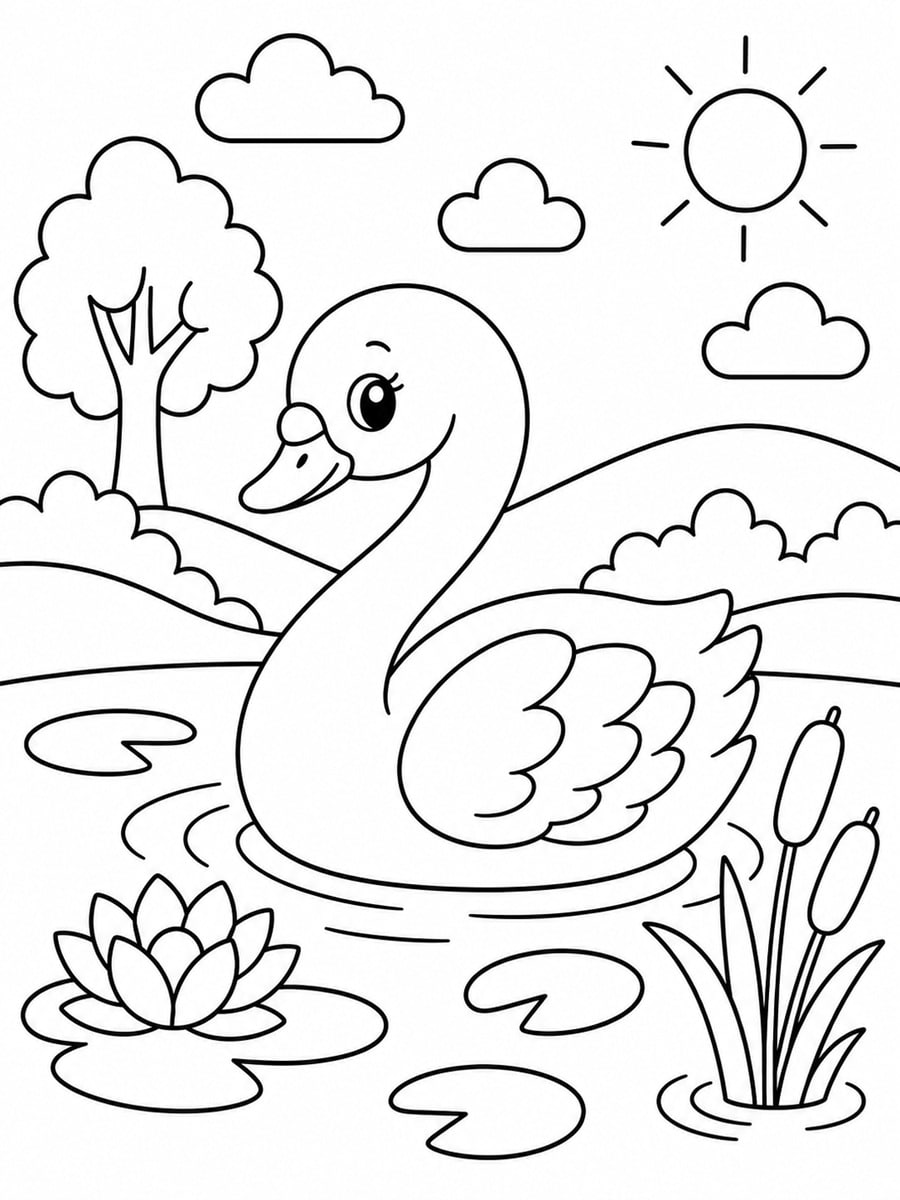Coloriage cygne