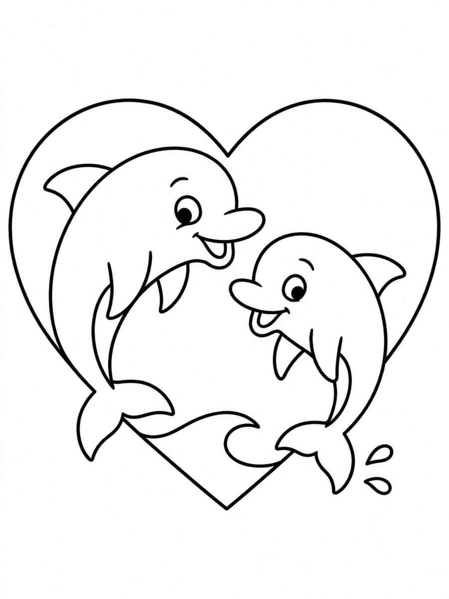 Coloriage dauphin cœur