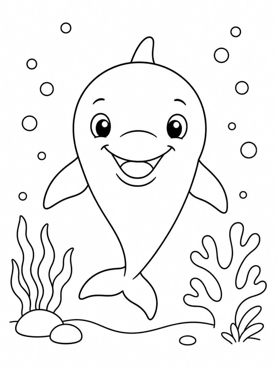 Coloriage dauphin de face