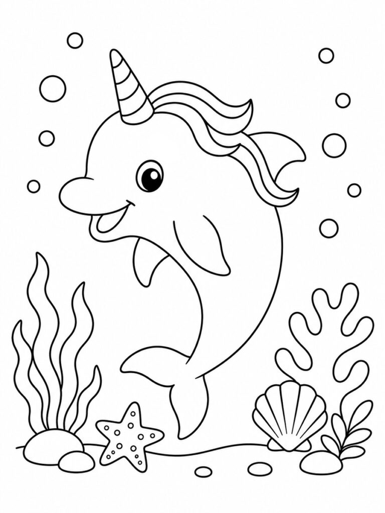 Coloriage dauphin licorne