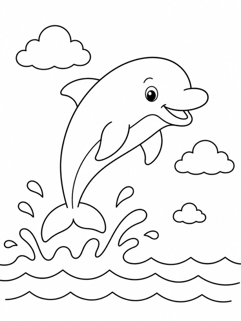 Dauphin qui saute Coloriage dauphin qui saute