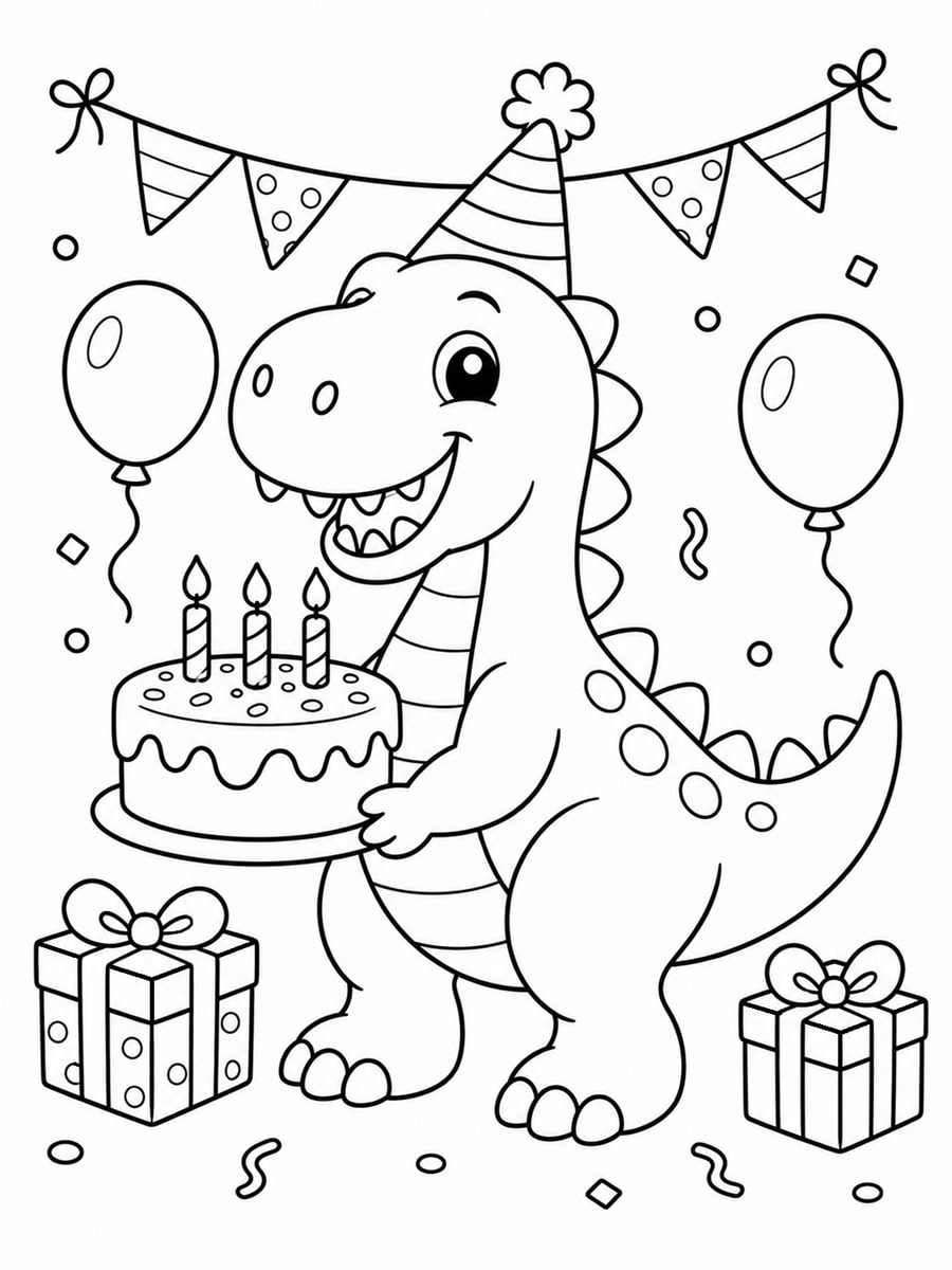 Coloriage dinosaure anniversaire