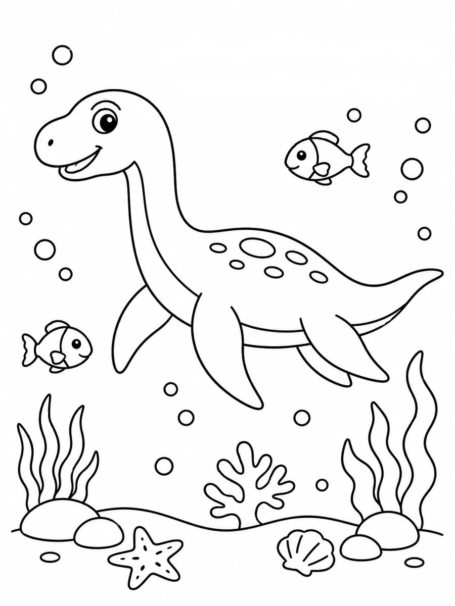 Coloriage dinosaure aquatique