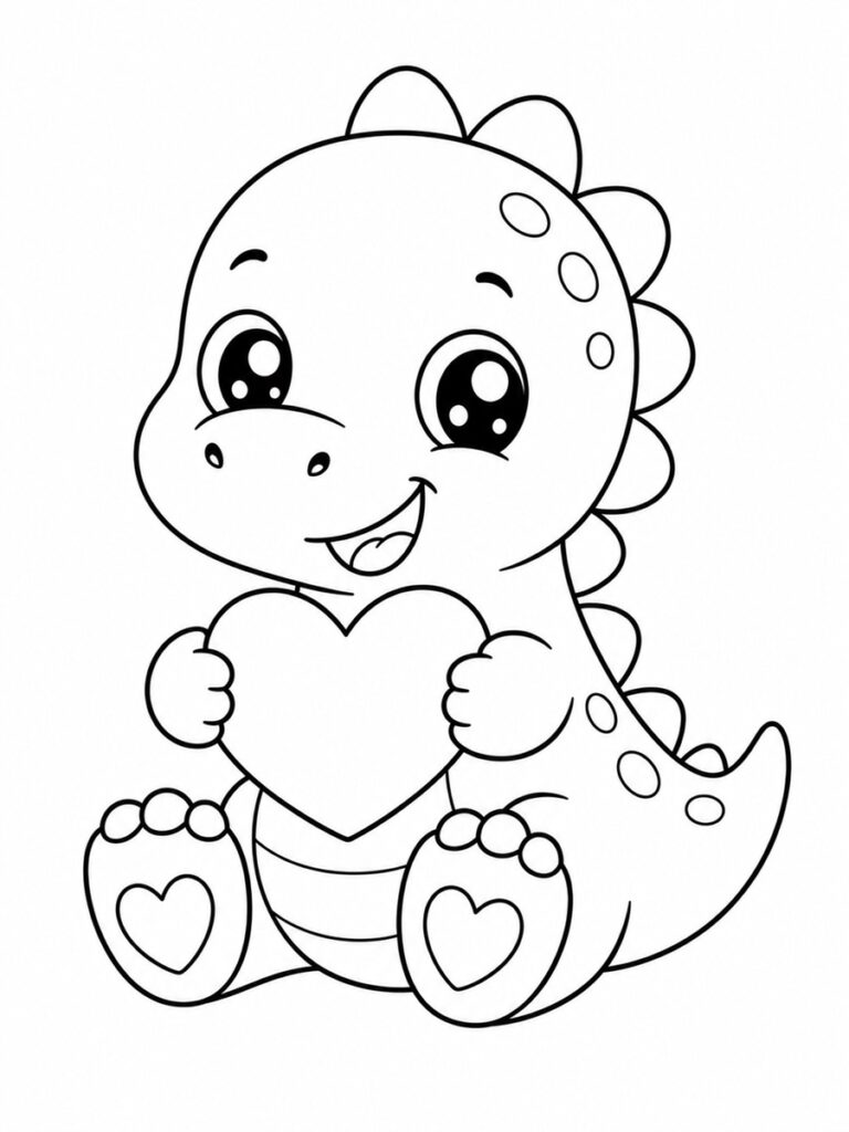 Dinosaure cœur Coloriage dinosaure cœur