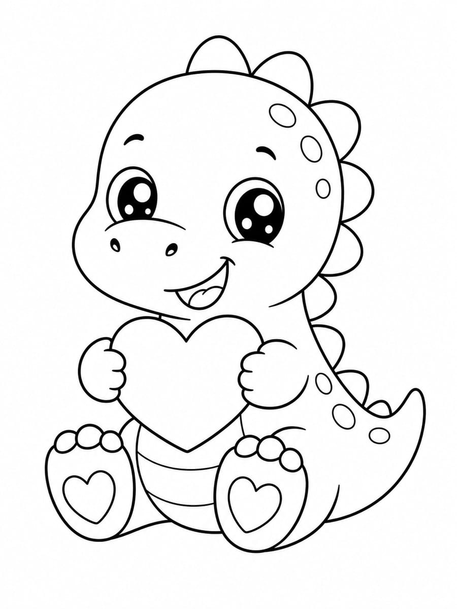 Coloriage dinosaure cœur