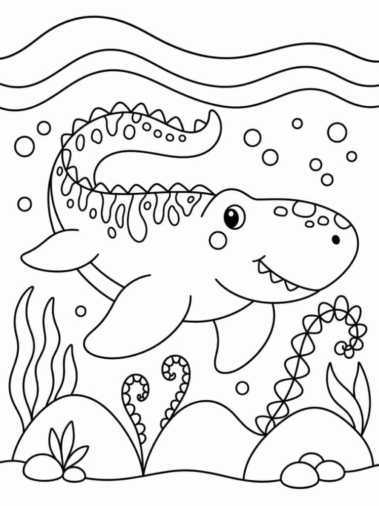 Coloriage dinosaure de mer