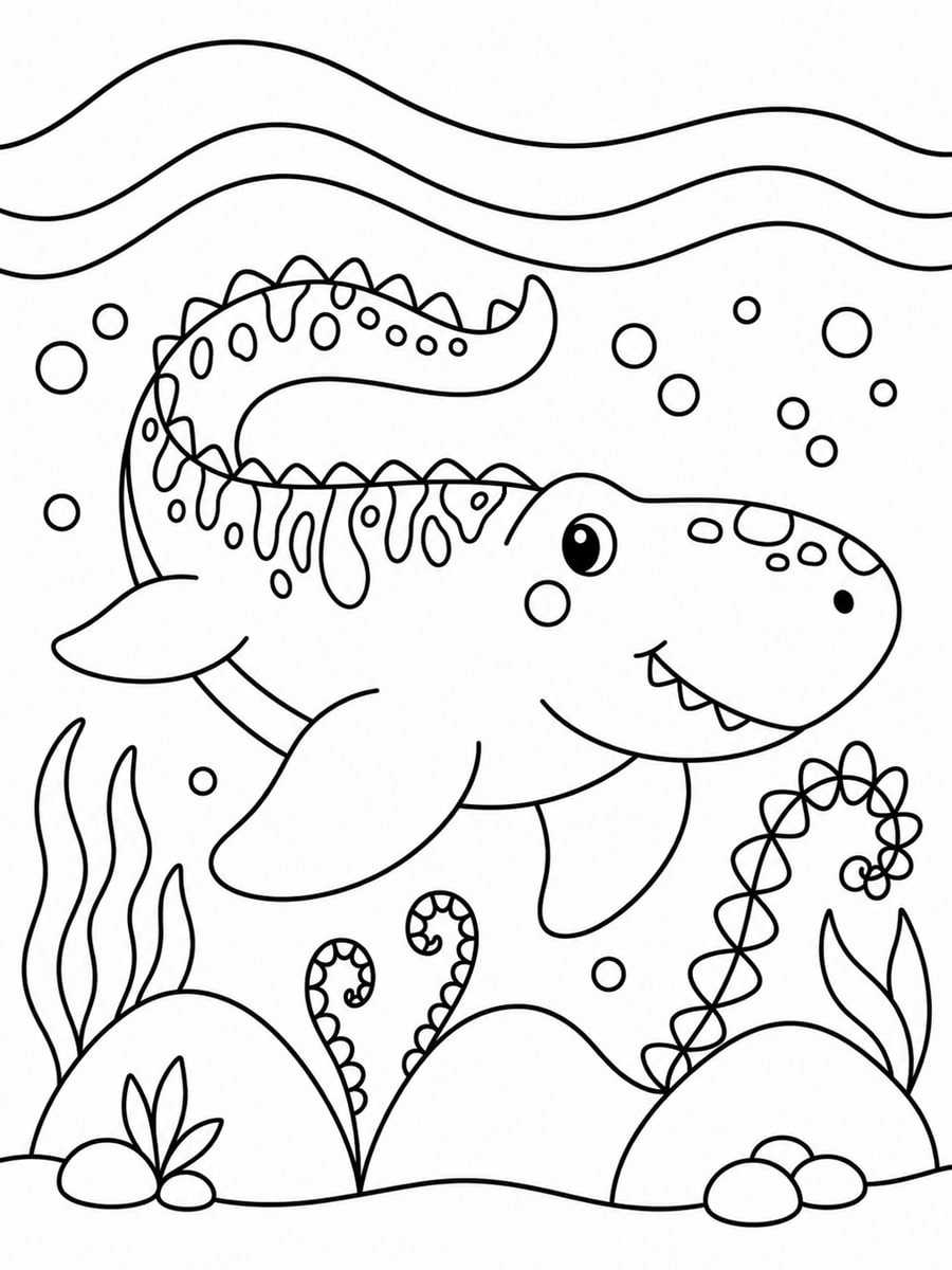 Coloriage dinosaure de mer