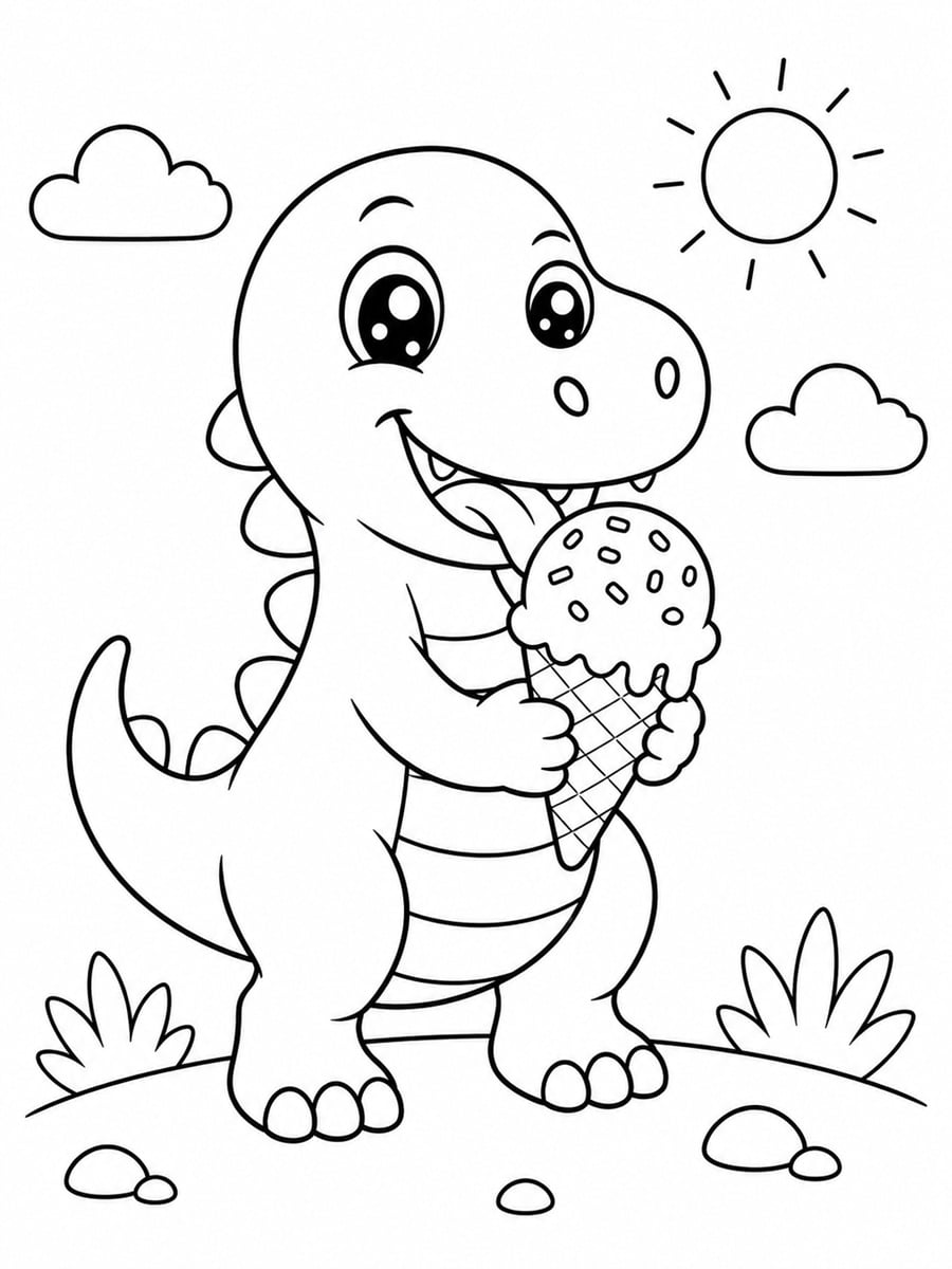 Coloriage dinosaure et glace