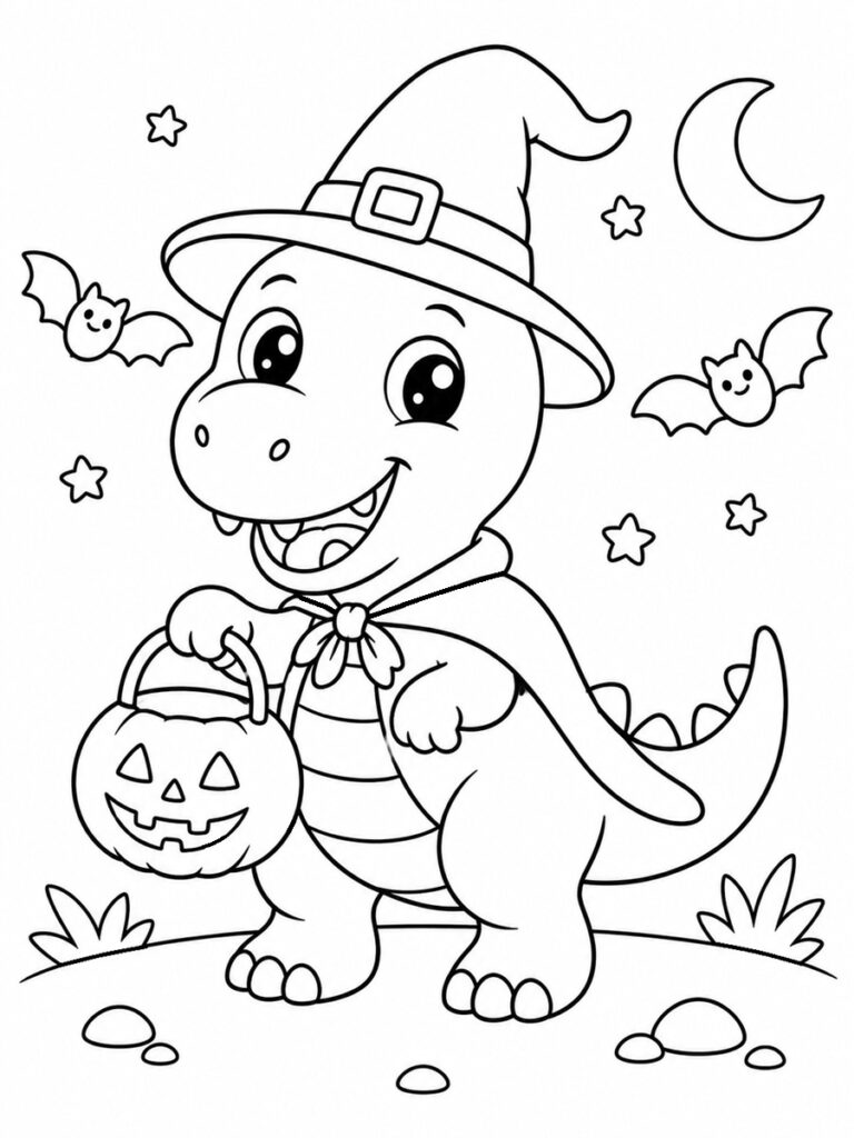 Coloriage dinosaure Halloween