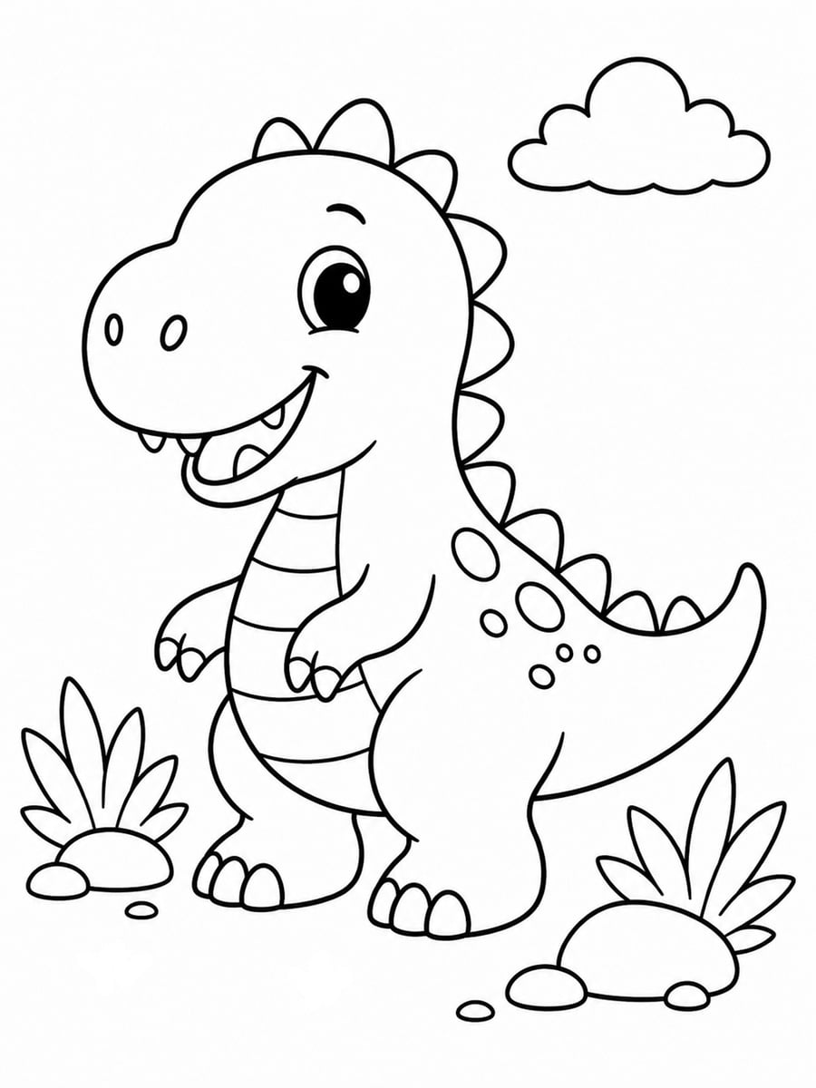 Coloriage dinosaure mignon