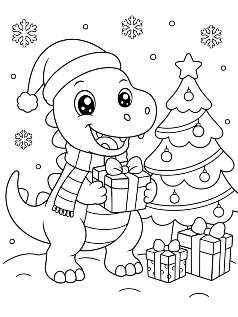 Dinosaure Noël Coloriage dinosaure Noël