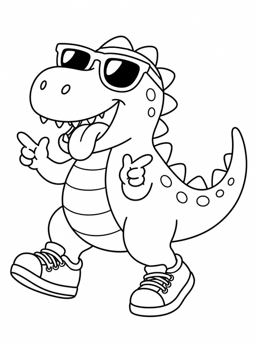 Coloriage dinosaure rigolo