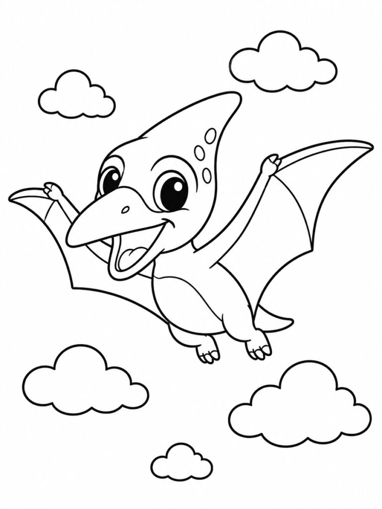Coloriage dinosaure volant