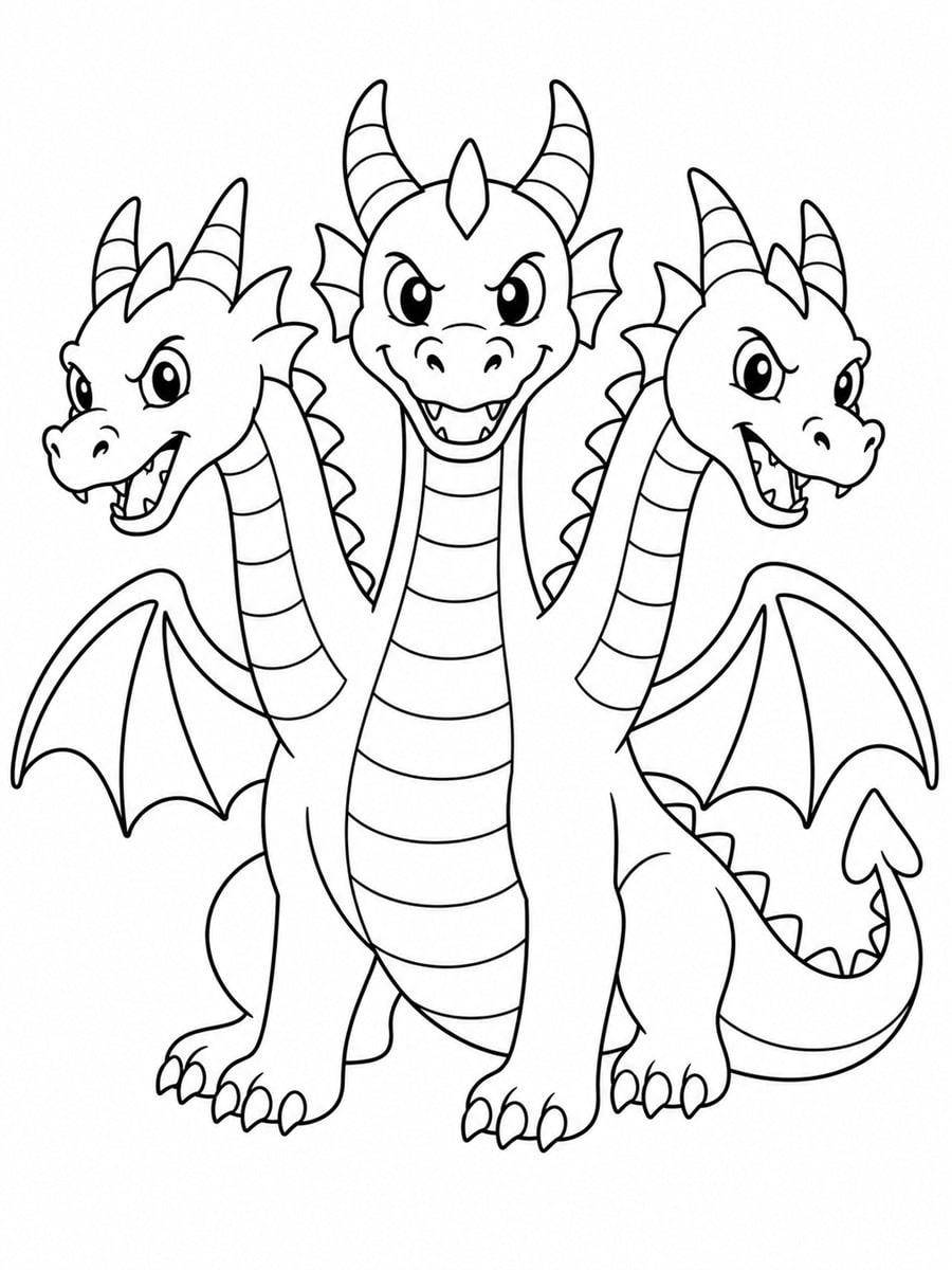 Coloriage dragon à trois têtes