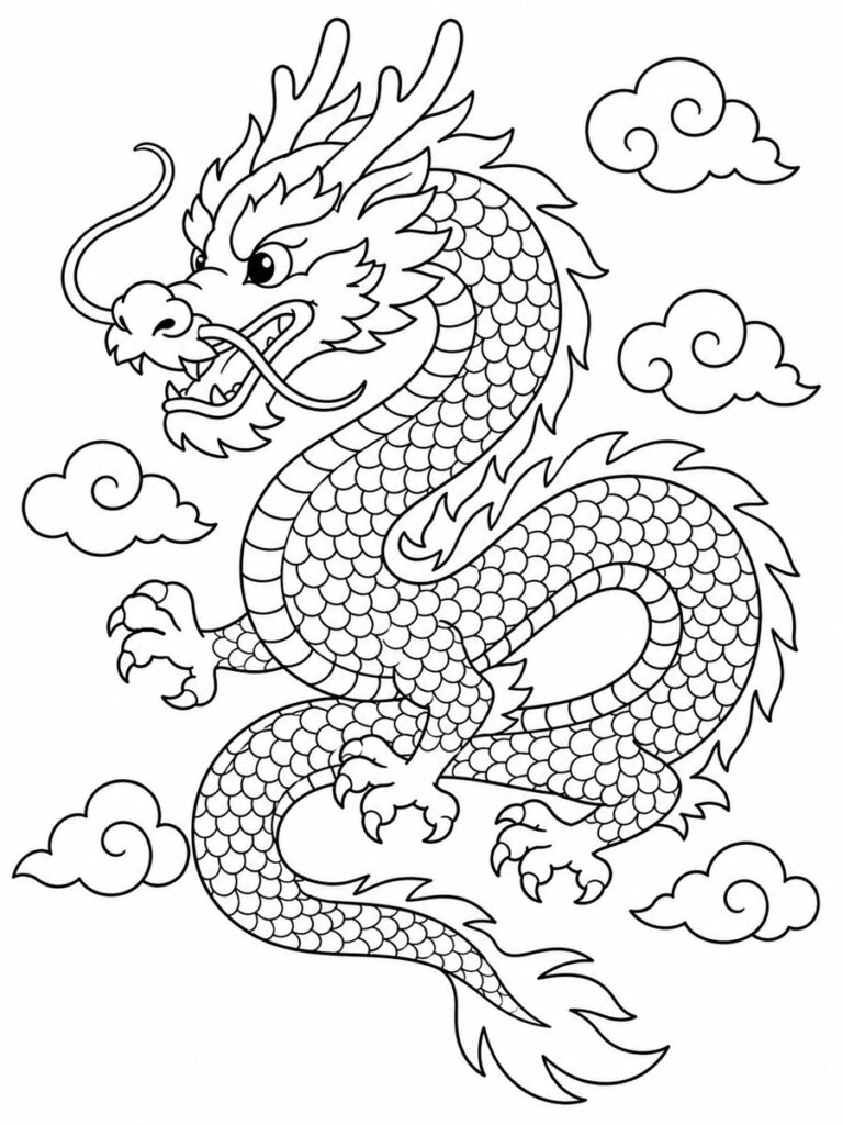 Coloriage dragon chinois